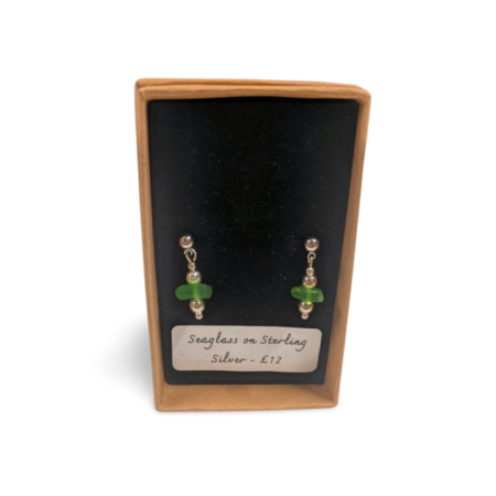 Green Sea Glass Earrings