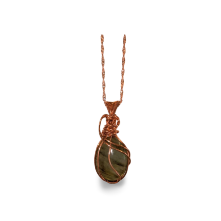 Bare Copper Wrapped Labradorite Pendant